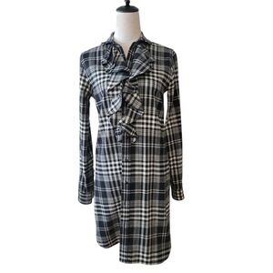 Ralph Lauren Rugby Black Plaid Flannel Ruffled Dress‎ Size Small